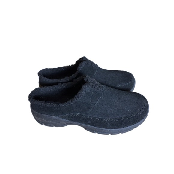 Lands' End Clogs Womens Size 9 Black Suede Slip On Comfort Shoes Mules Cozy Shoe - Picture 2 of 6